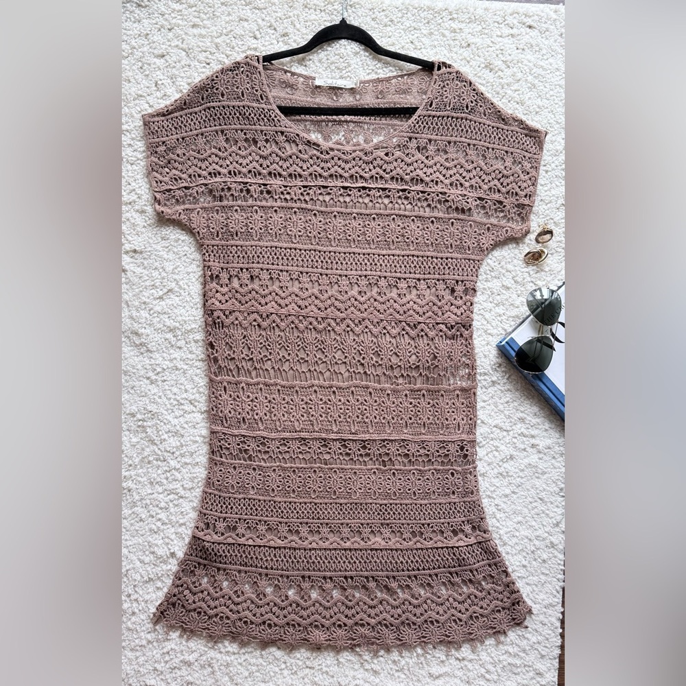 Solitaire Crochet Lace Bralette in Mauve Taupe